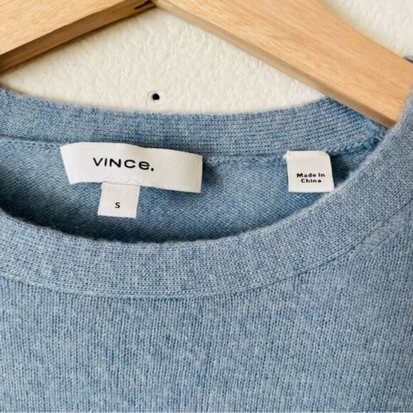 Vince SMALL 100% cashmere knit blue crewneck sweater - Picture 3 of 5
